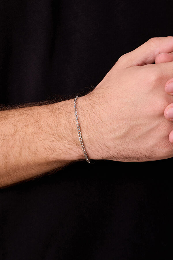 Silver Plated Curb Cable Chain Bracelet 3