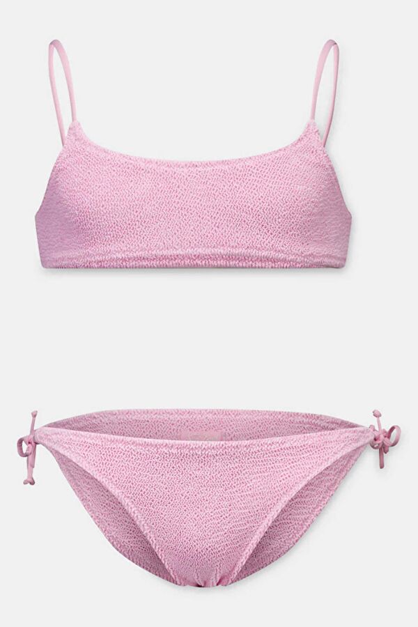 Pink Lace-up Kids Bikini