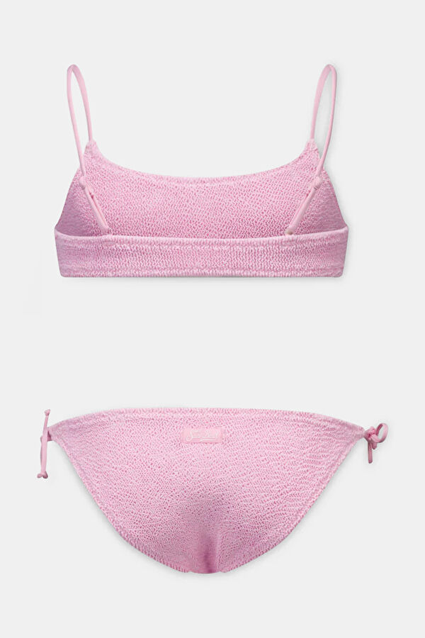 Pink Lace-up Kids Bikini 2