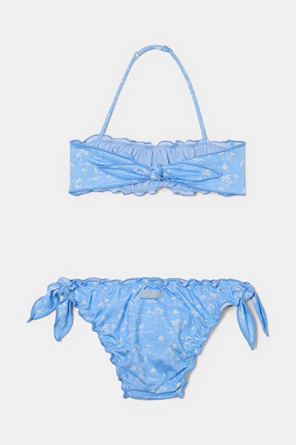 Multicolored Patterned Lace-up Kids Bikini 2