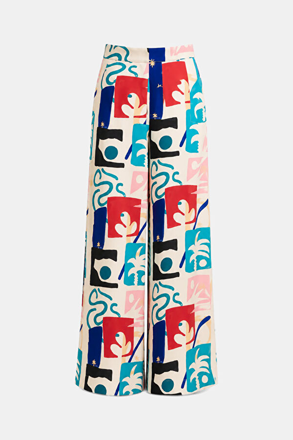 Multicolored Wide Leg Women's Pants