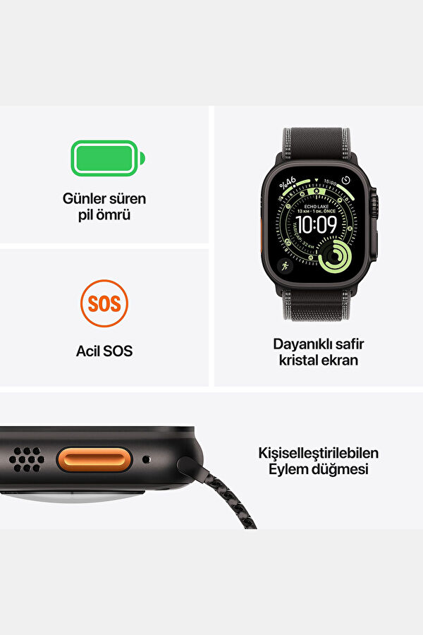 Watch Ultra 3 GPS + Cellular 49mm Siyah Titanyum Kasa ve Siyah Ocean Kordon MF0J4TU/A 3