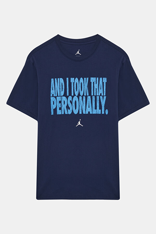 Relax Fit Blue Crew Neck Printed Men's T-Shirt