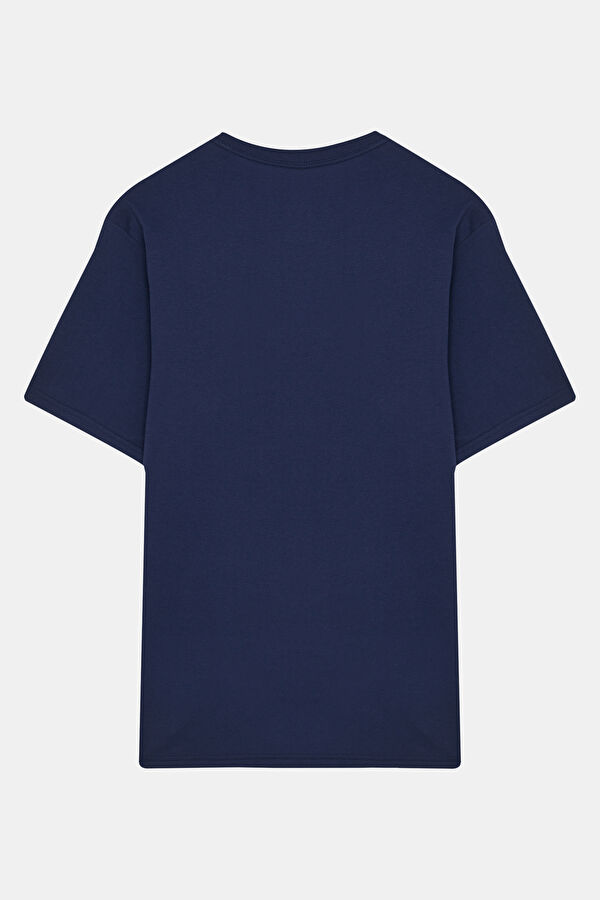 Relax Fit Blue Crew Neck Printed Men's T-Shirt 2