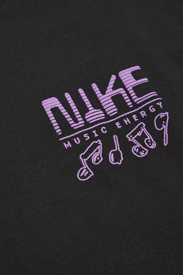 Relax Kalıp Siyah Bisiklet Yaka Baskılı Erkek T-Shirt 4