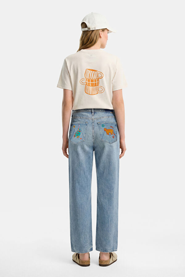 Ecru Crew Neck Printed Women's T-Shirt 2