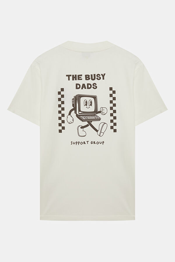 Ecru Crew Neck Printed Men's T-Shirt 2