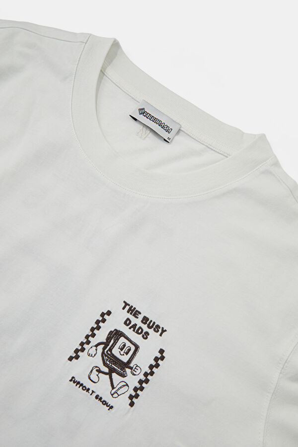 Ecru Crew Neck Printed Men's T-Shirt 3