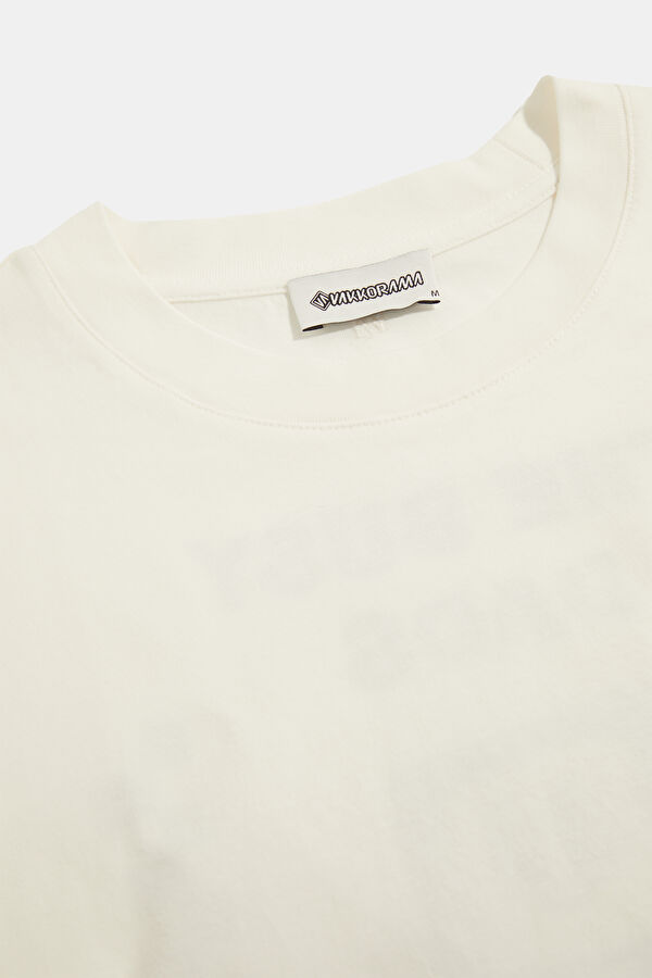 Ecru Crew Neck Printed Men's T-Shirt 3