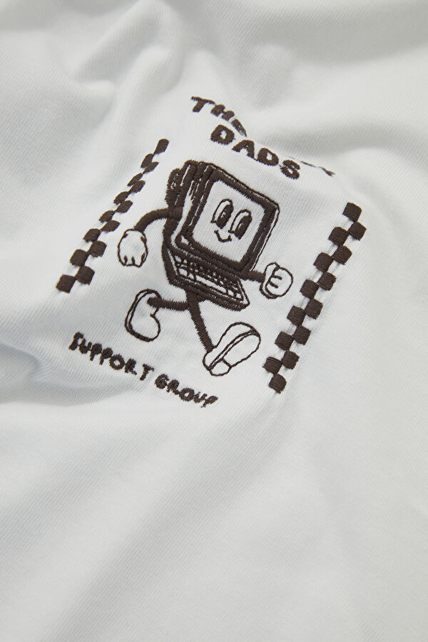 Ecru Crew Neck Printed Men's T-Shirt 4
