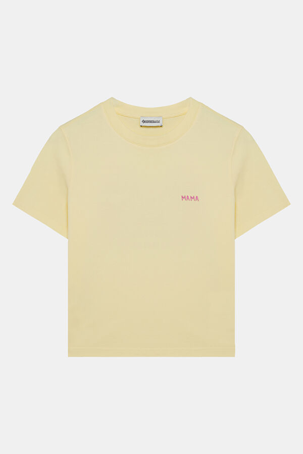 Sarı Bisiklet Yaka Baskılı Kadın T-Shirt 4