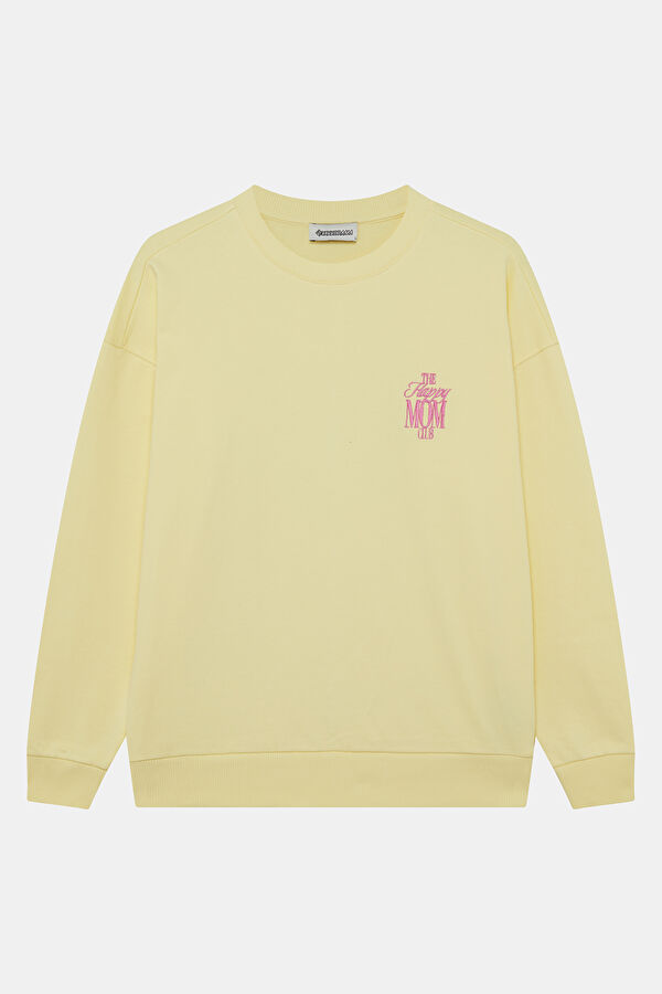 Sarı Bisiklet Yaka Kadın Sweatshirt 4