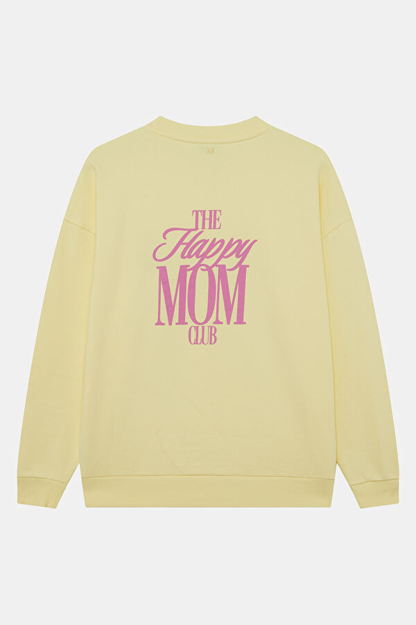 Sarı Bisiklet Yaka Kadın Sweatshirt 5