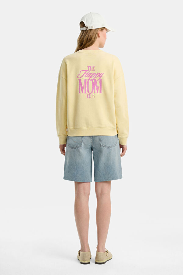 Sarı Bisiklet Yaka Kadın Sweatshirt 2
