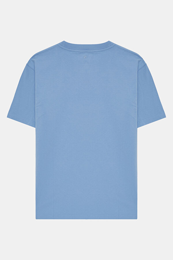 Blue Crew Neck Embroidered Men's T-Shirt 2