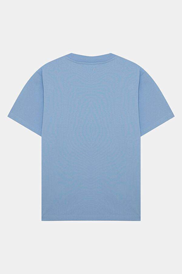 Blue Crew Neck Embroidered Men's T-Shirt 2