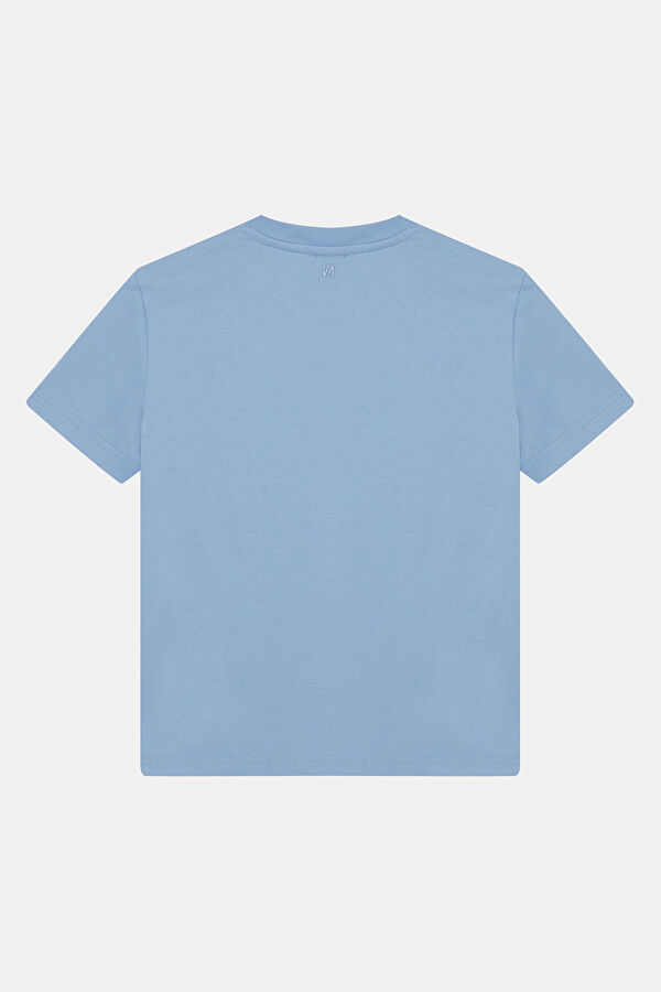 Blue Crew Neck Embroidered Children's T-Shirt 2