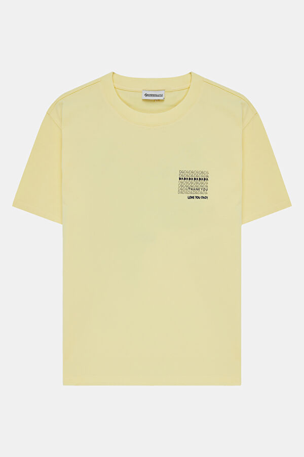Yellow Crew Neck Printed Men's T-Shirt