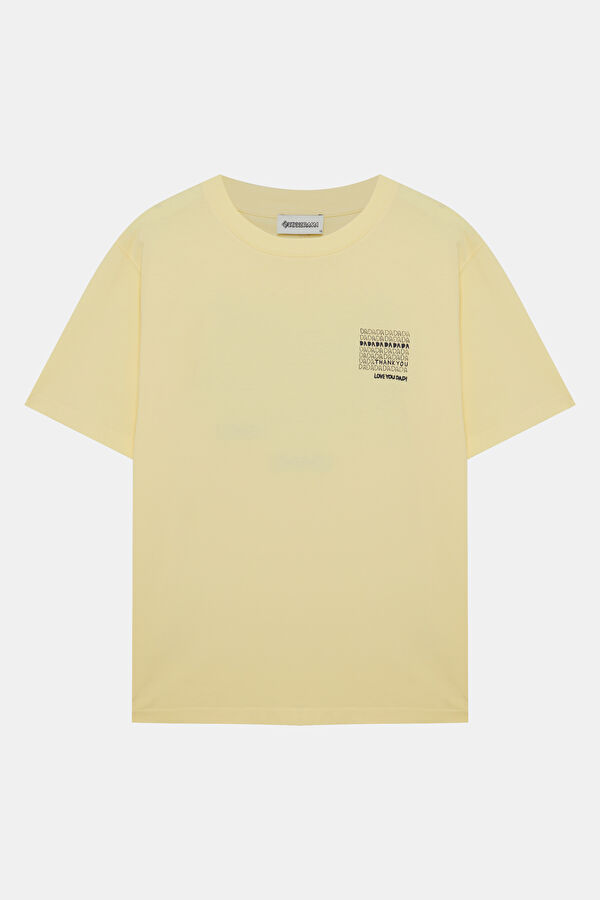 Yellow Crew Neck Printed Men's T-Shirt
