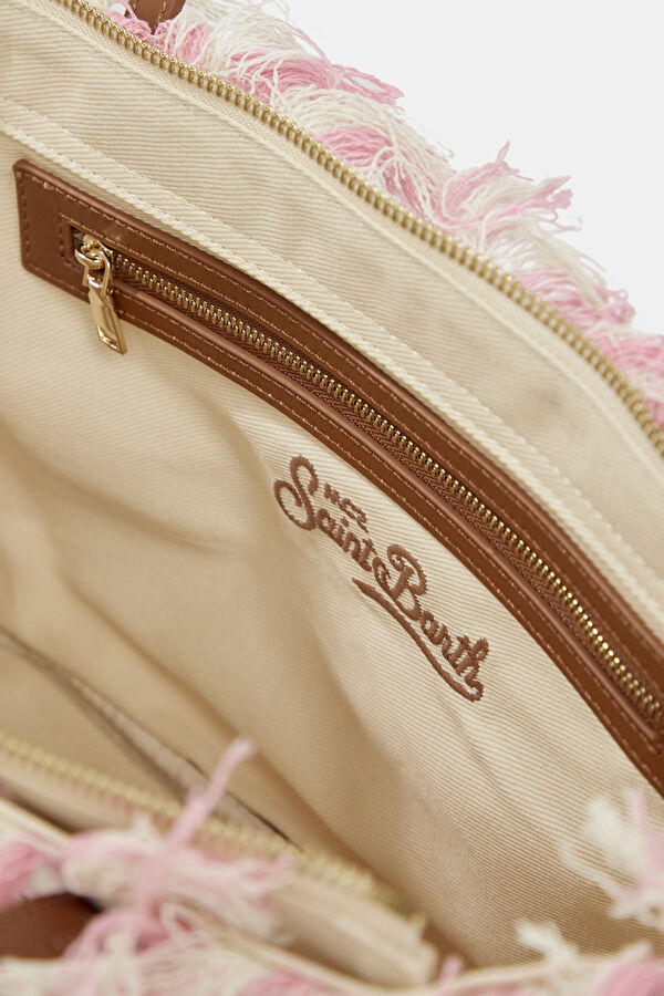 City Bag Mid Fringe Pembe Çizgili Çanta 5