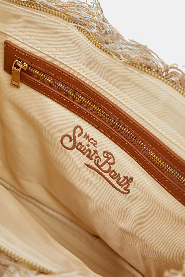 City Bag Mid Fringe Bej Çizgili Çanta 5