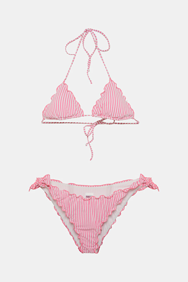 Pink Striped Tie-Up Women's Bikini