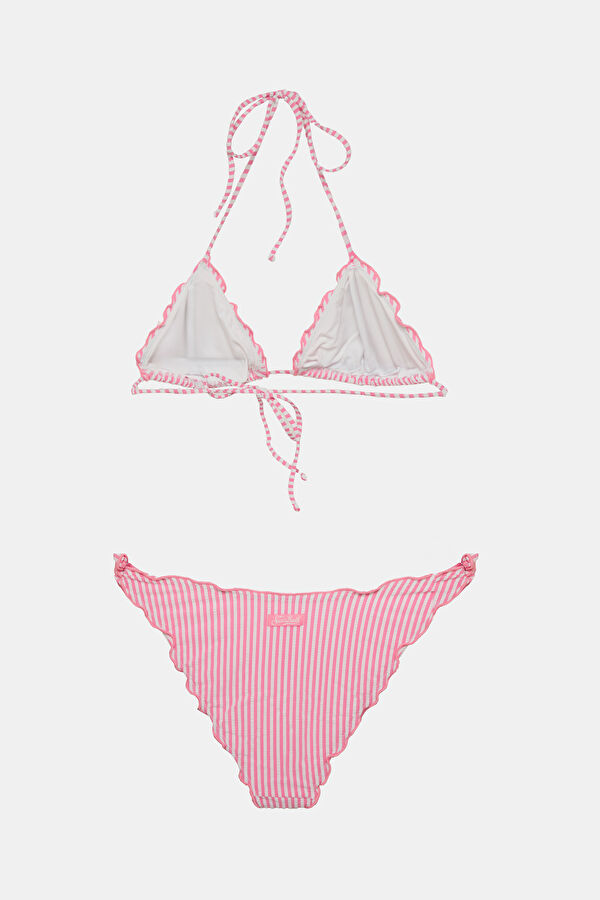 Pink Striped Tie-Up Women's Bikini 2