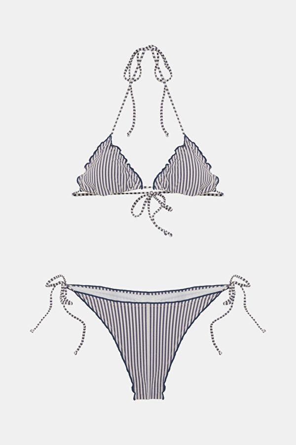 Navy Striped Tie-Up Women's Bikini