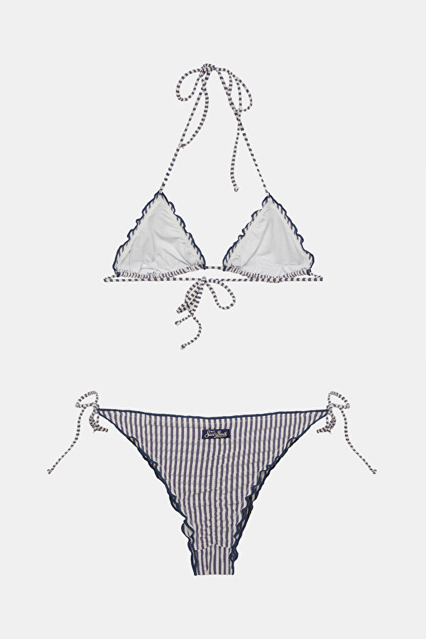 Navy Striped Tie-Up Women's Bikini 2