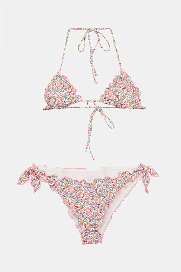 Multicolored Patterned Tie-Up Women's Bikini