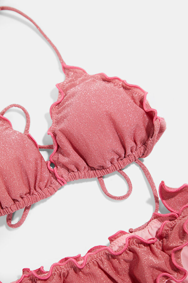 Pink Patterned Tie-Up Women's Bikini 4