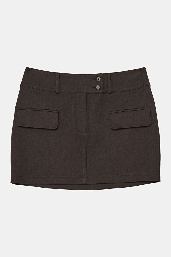 Brown Cotton-Viscose Women's Skirt
