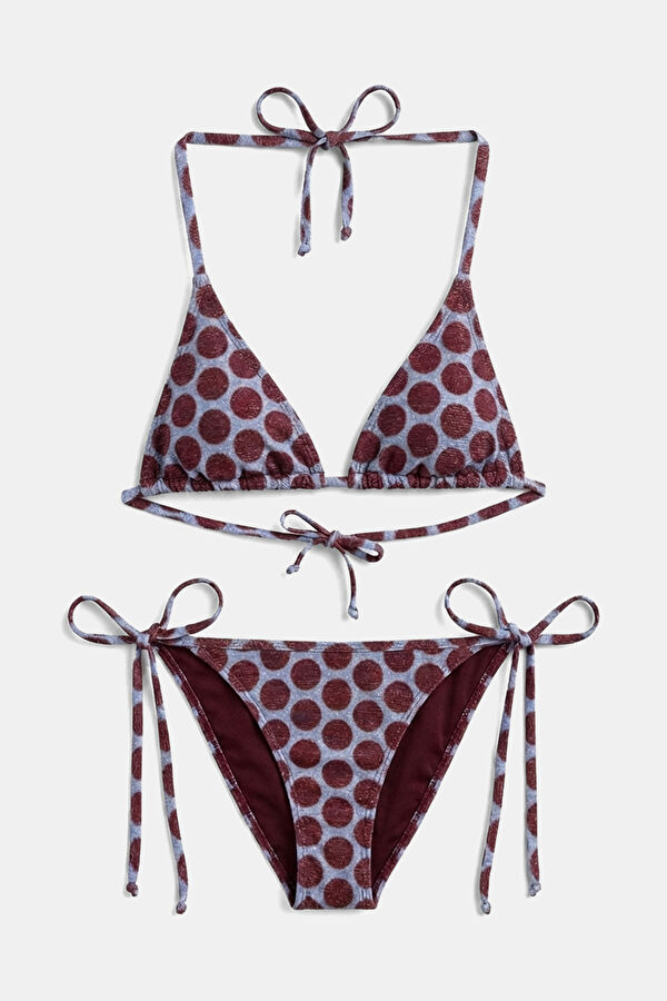 Burgundy Polka Dot Lace-Up Women's Bikini