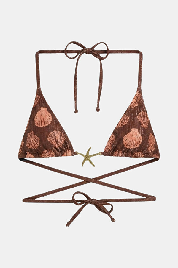 Burgundy Patterned Lace-Up Women's Bikini 2
