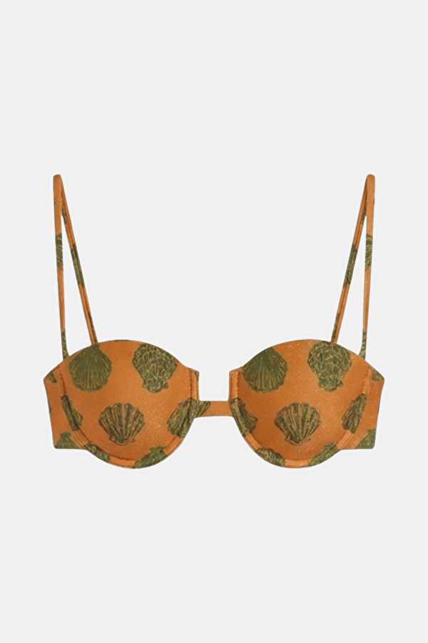 Orange Patterned Lace-Up Women's Bikini 2