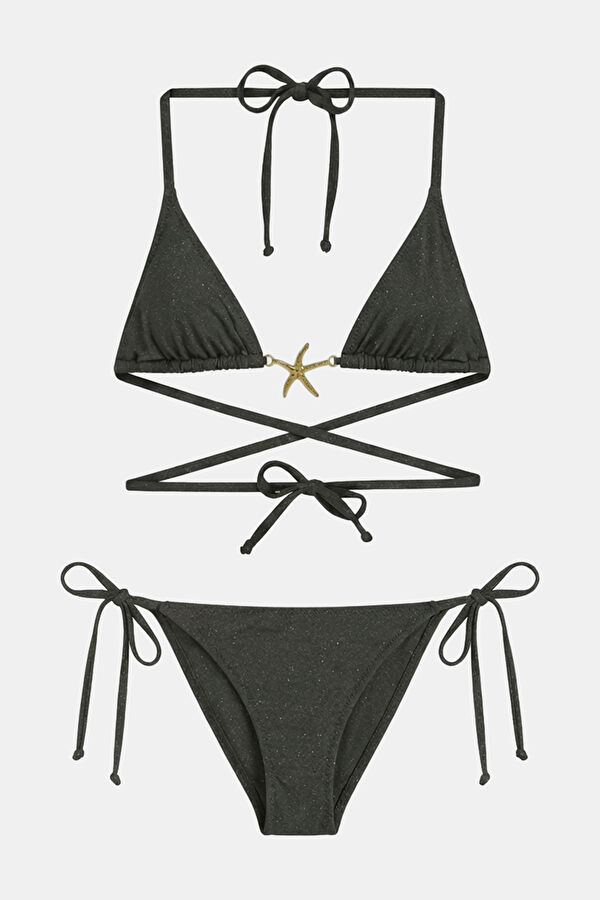 Anthracite Lace-Up Women's Bikini