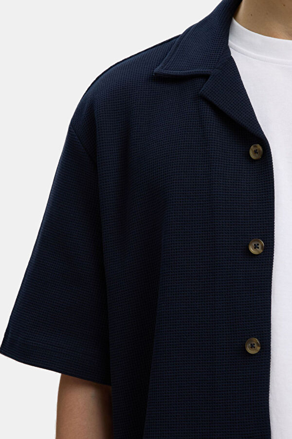 Navy Blue Men's Shirt (Relaxed Fit) 2