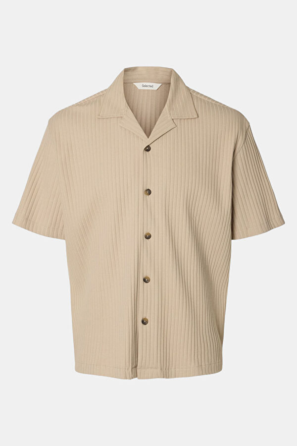 Beige Men's Shirt (Relaxed Fit)