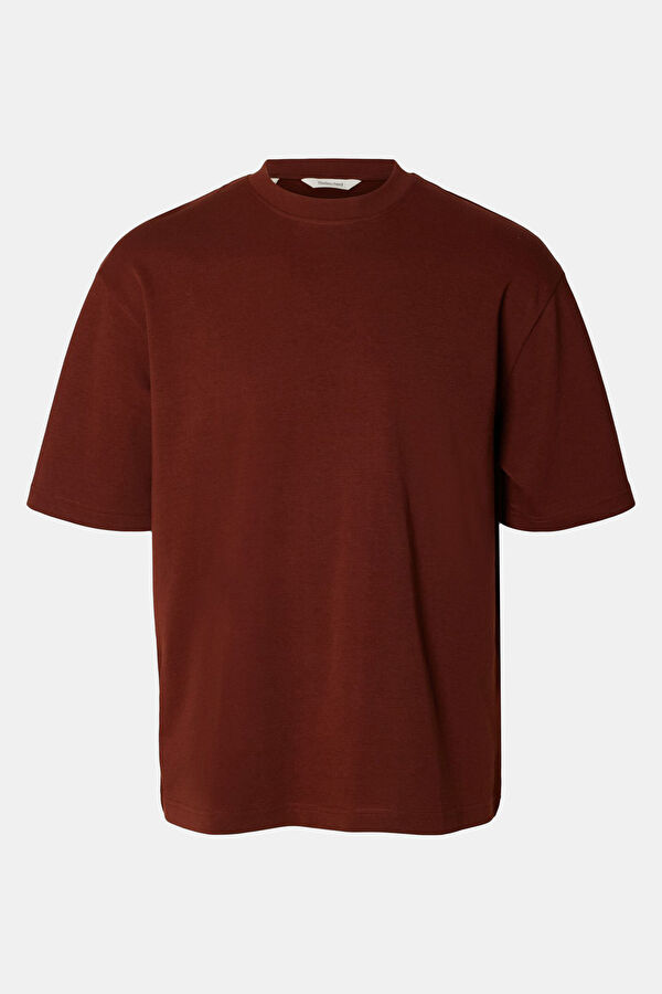Relax Kalıp Bordo Bisiklet Yaka Erkek T-Shirt