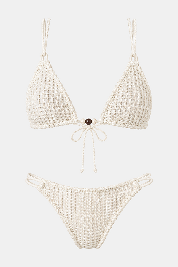 Ecru Lace-Up Women's Bikini