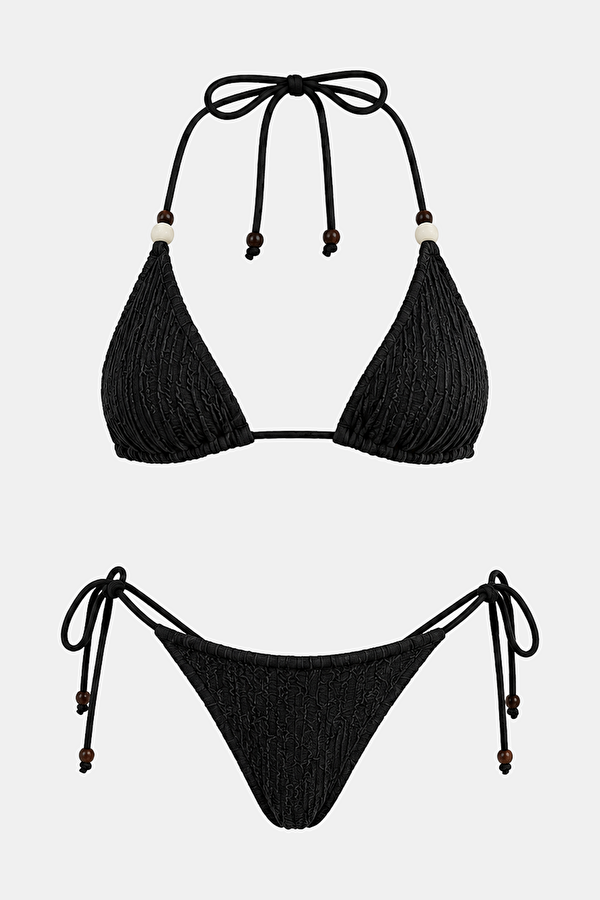 Black Lace-Up Women's Bikini
