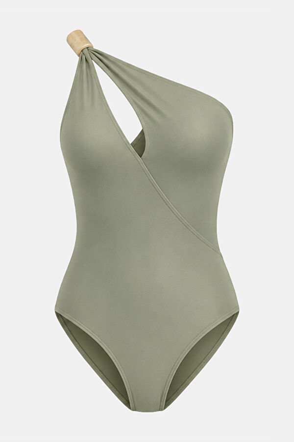 Khaki Lace-Up Women's Swimsuit