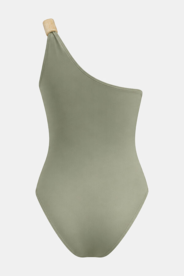Khaki Lace-Up Women's Swimsuit 2