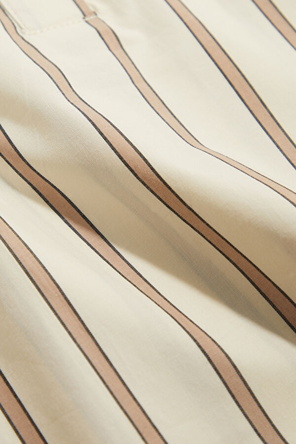 Cream Striped Polo Shirt for Women 4