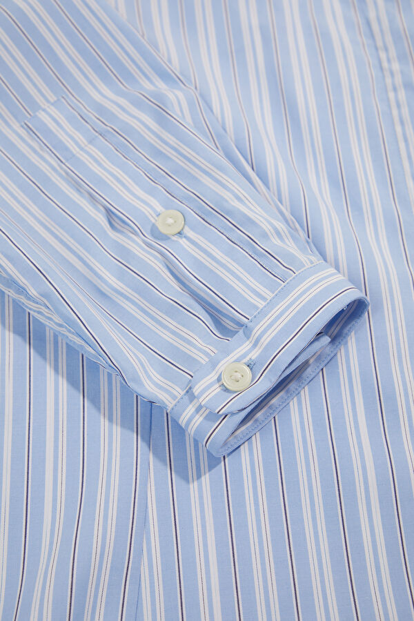 Blue Striped Patterned Polo Shirt Women's Shirt 4