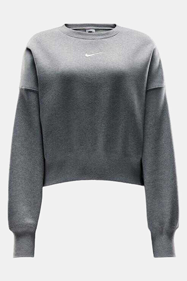 Gri Melanj Dik Yaka Kadın Sweatshirt