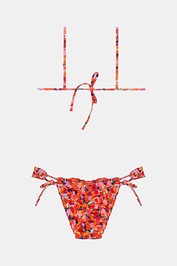 Kırmızı Desenli Bağcıklı Kadın Bikini 2