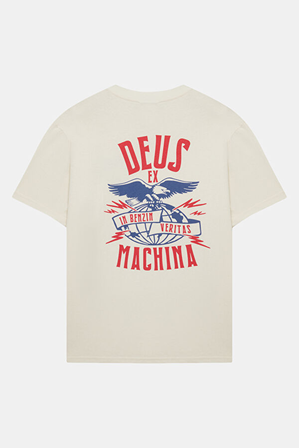 Relax Kalıp Ekru Bisiklet Yaka Baskılı Erkek T-Shirt 2