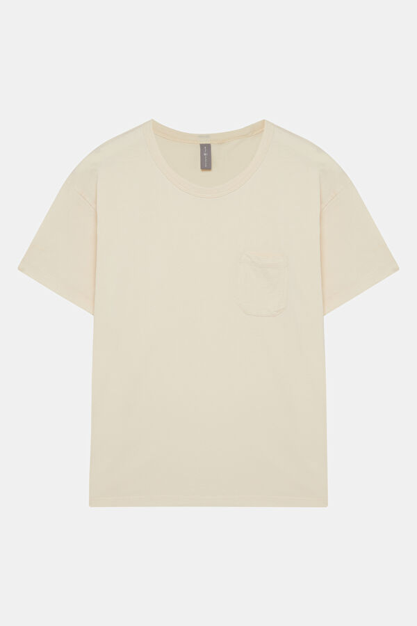 Krem O Yaka Kadın T-Shirt