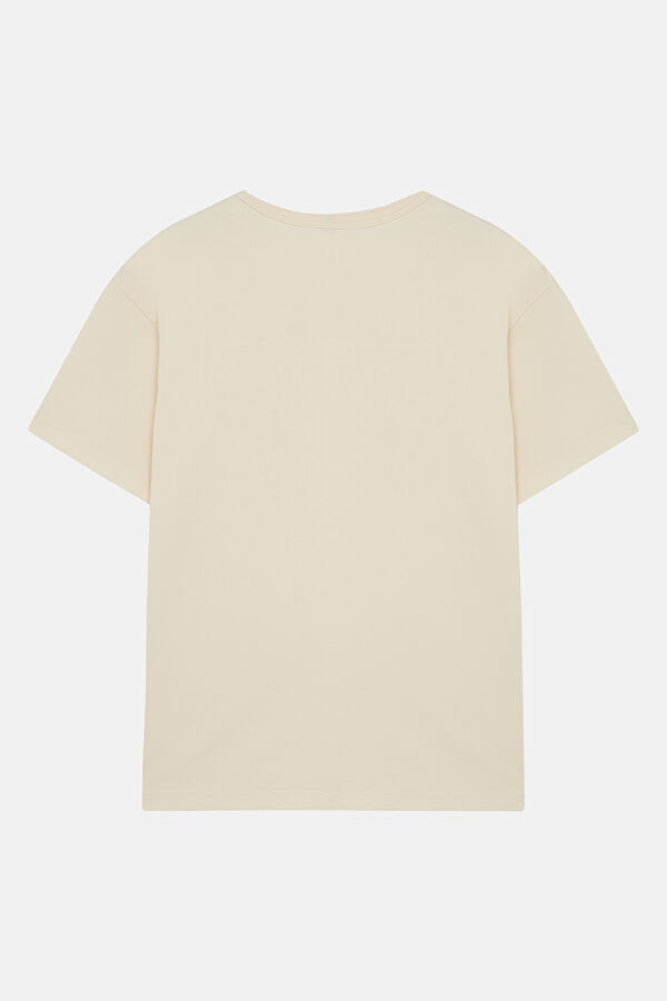 Krem O Yaka Kadın T-Shirt 2